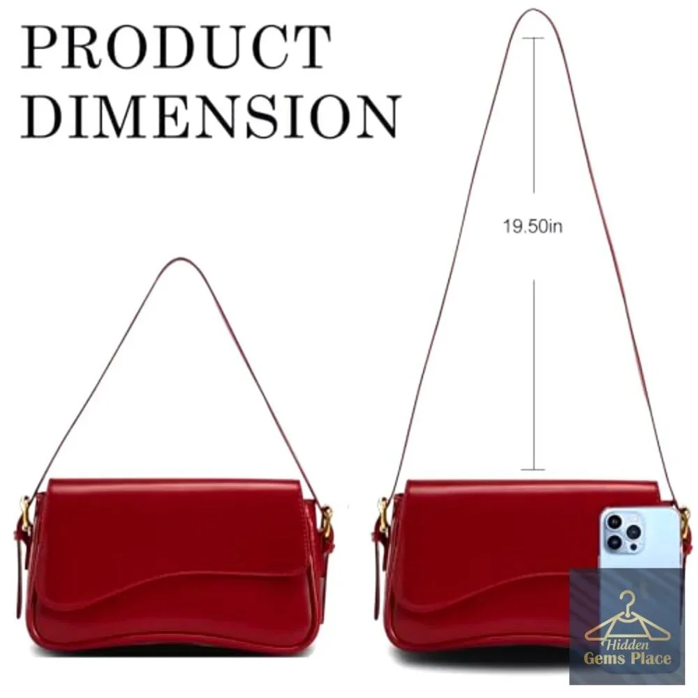PU Leather Hobo Shoulder Bag with Adjustable Straps, 3 Compartments
